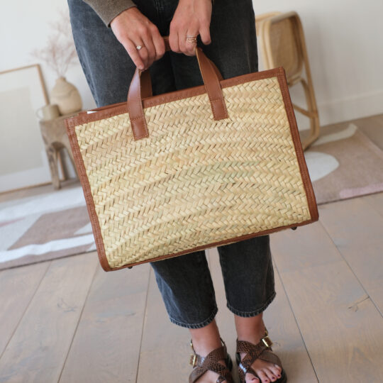 Sac en feuille de palmier et cuir