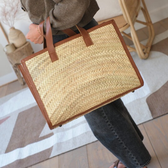 Sac en feuille de palmier et cuir – Image 2
