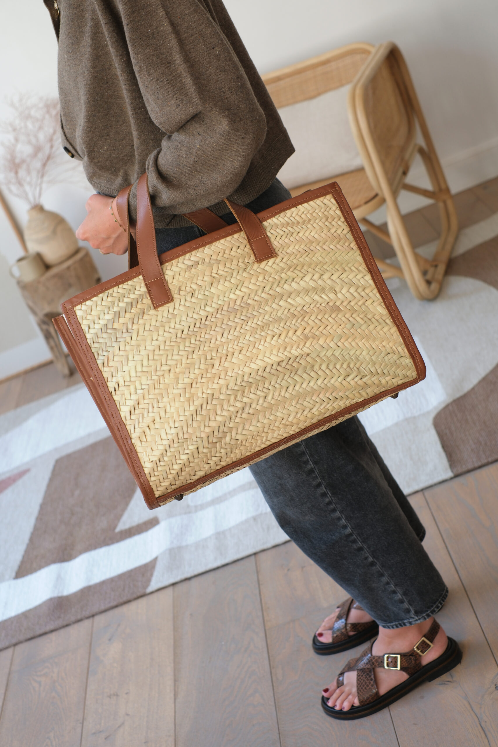 Sac en feuille de palmier et cuir – Image 2