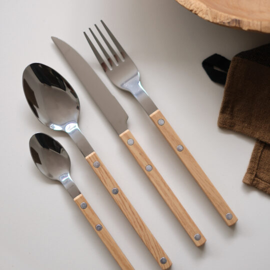 set 4 couverts bois clair