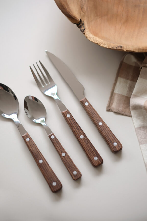 set 4 couverts bois foncé