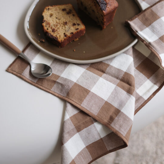 serviette de table vichy marron