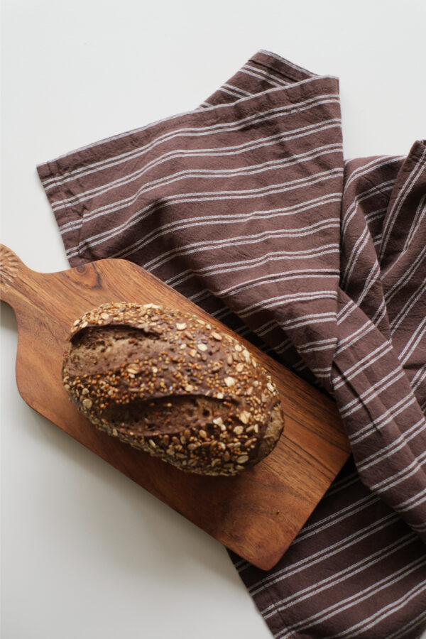 torchon lin coton vichy caramel