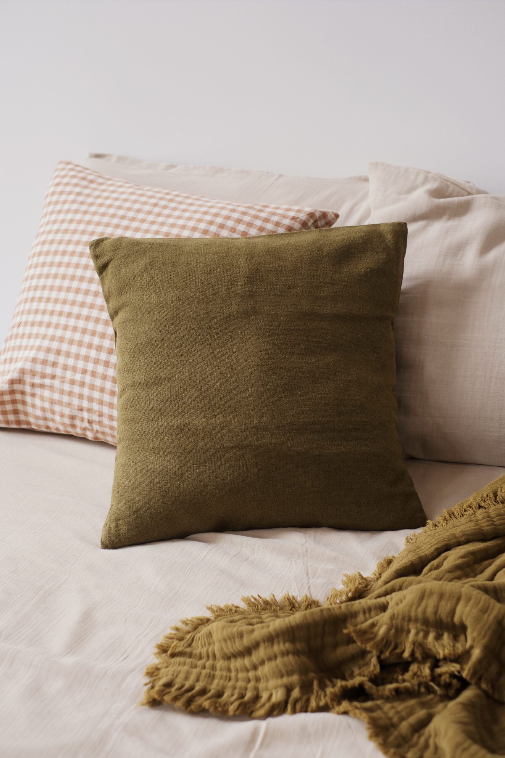 housse de coussin vert olive