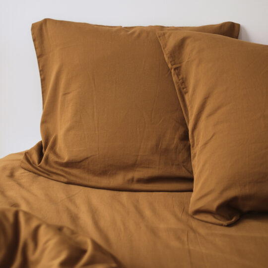 taie d'oreiller en gaze de coton caramel