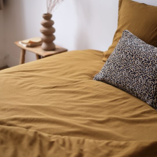 housse de couette coton satin ocre
