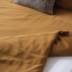housse de couette coton satin ocre