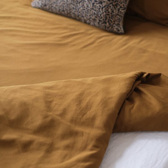 housse de couette coton satin ocre