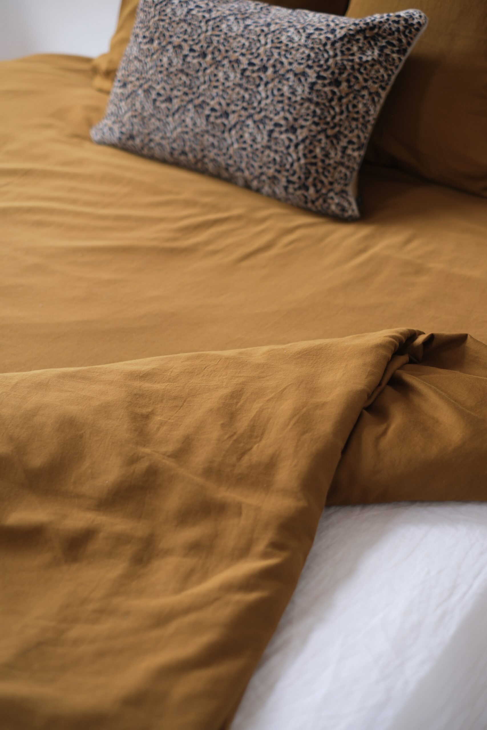 housse de couette coton satin ocre