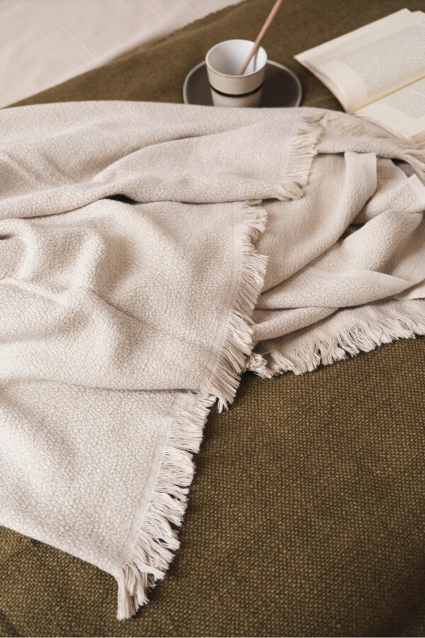 plaid en coton beige