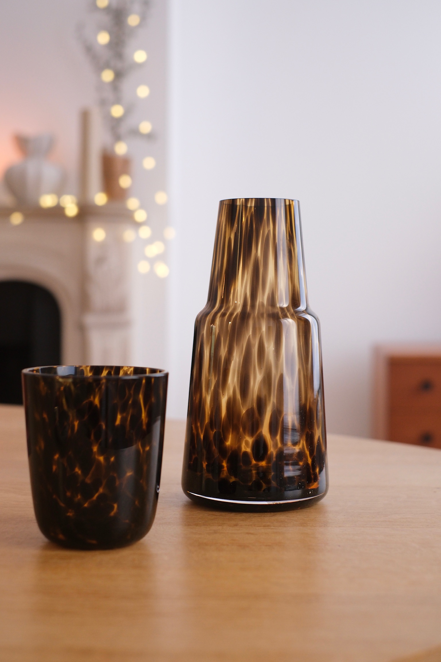set carafe et verre léopard