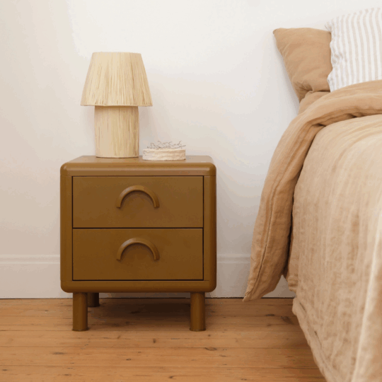 table de chevet moutarde