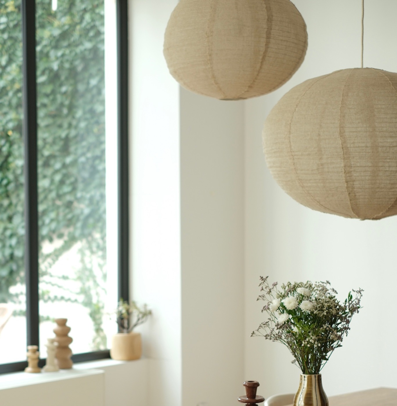 abat jour boule japonaise tissu