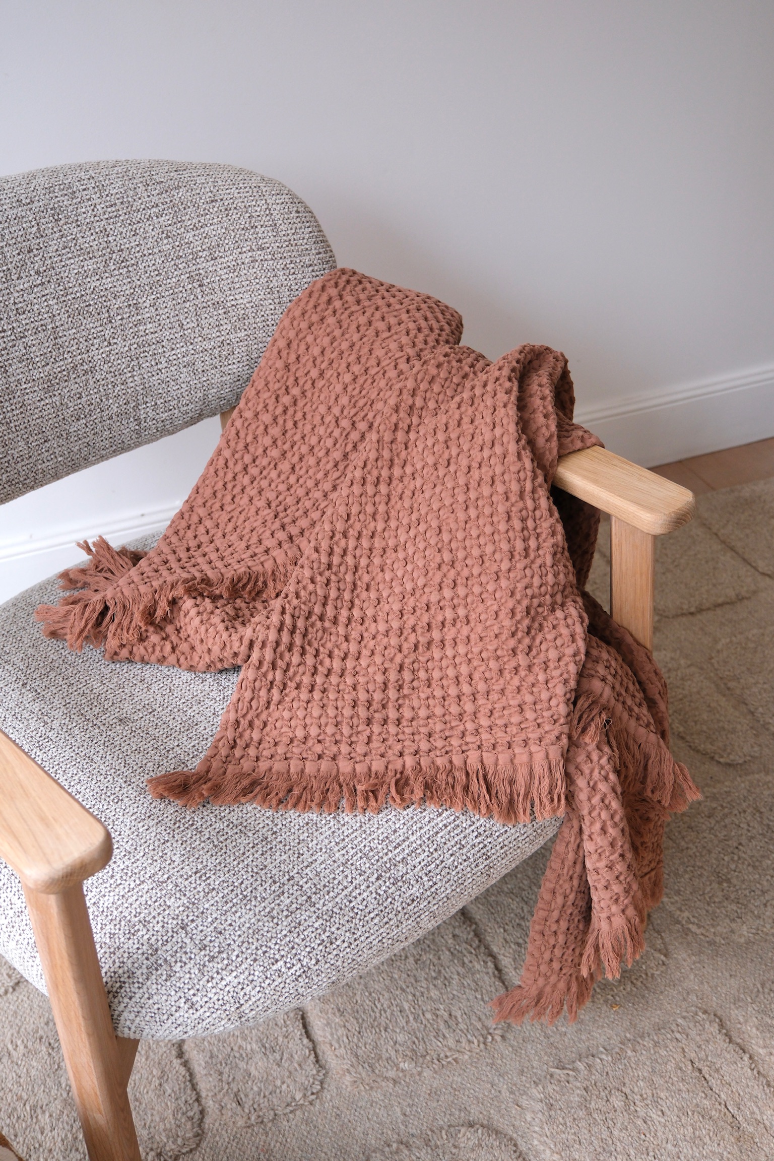 plaid coton gaufré moccaccino