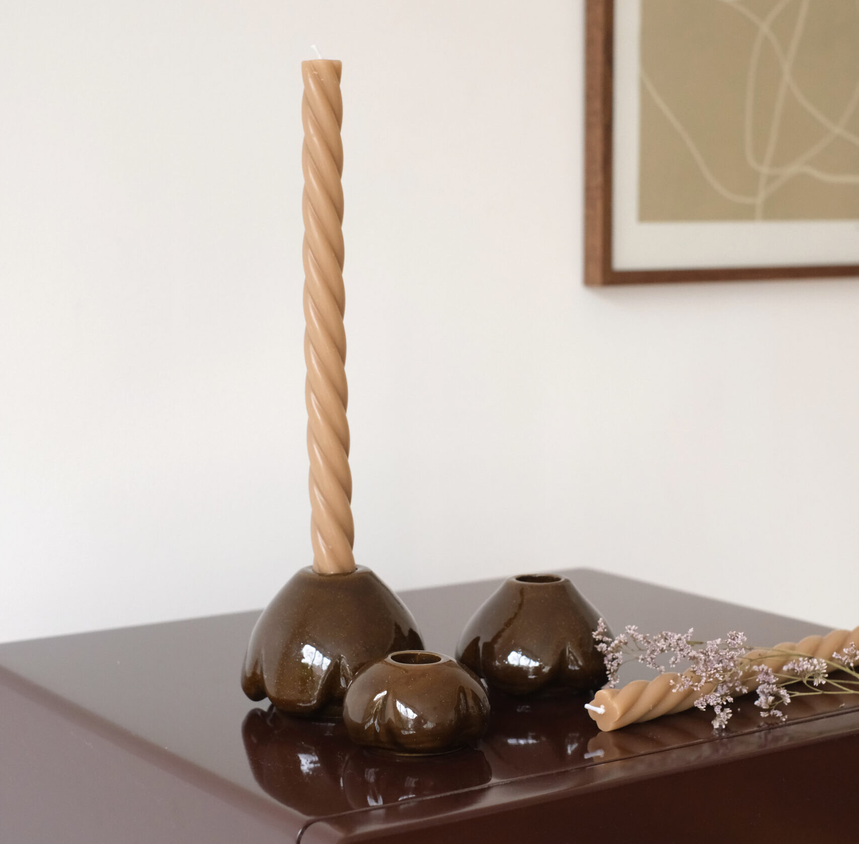 set 3 bougeoirs en céramique