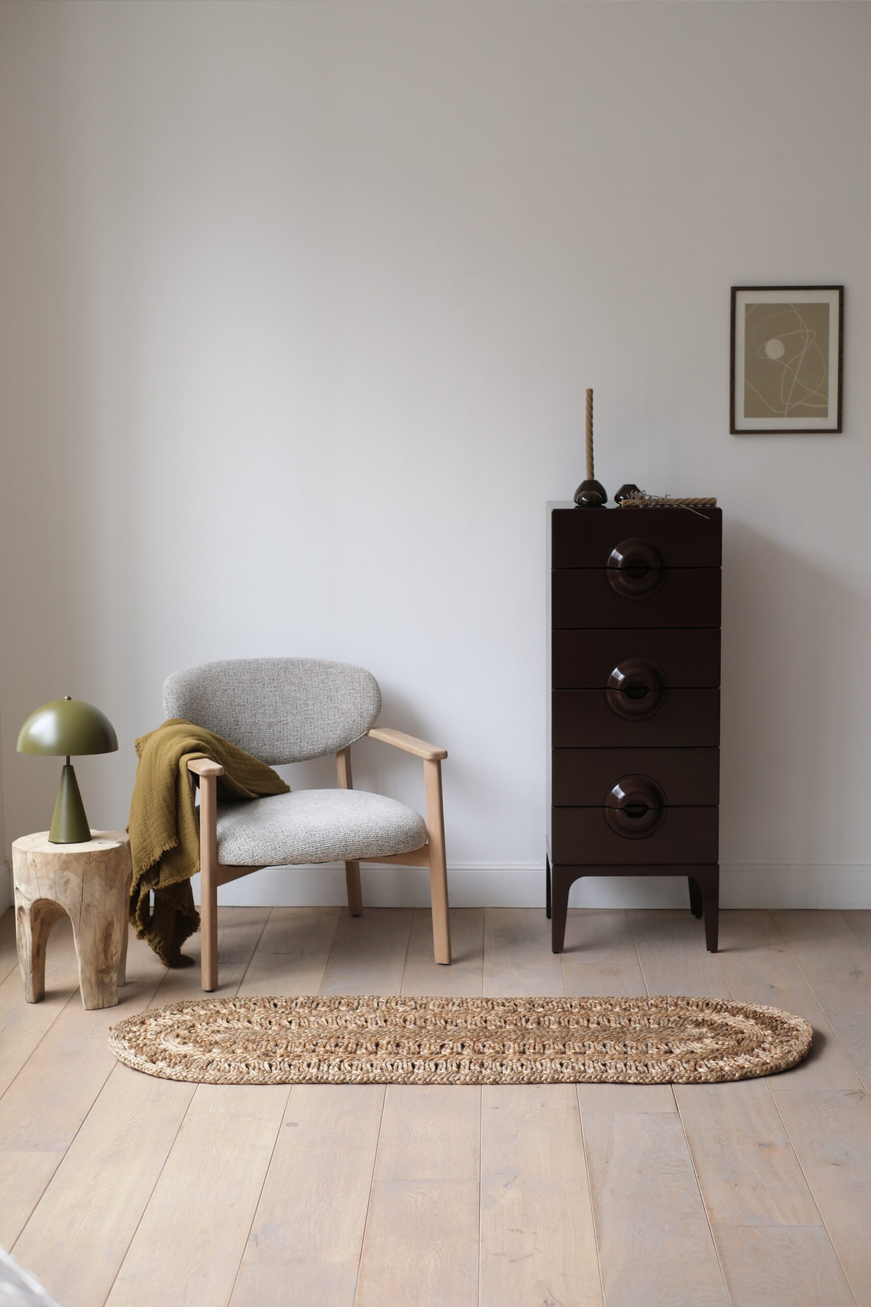 Lampe champignon métal kaki