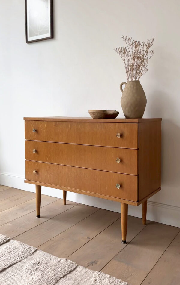 commode vintage 3 tiroirs chêne