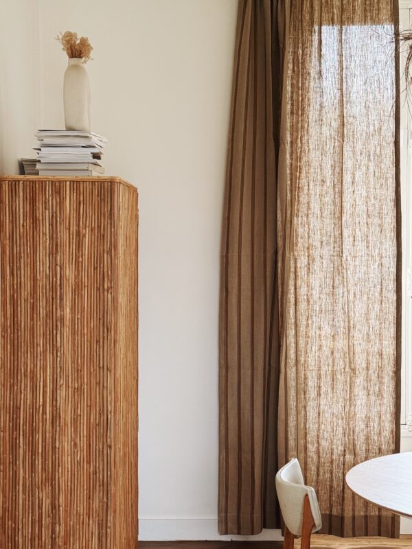 Rideau en lin rayures corde
