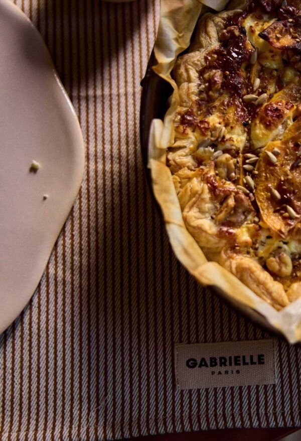 set-de-table-rayures-noisette Set de table en coton rayé