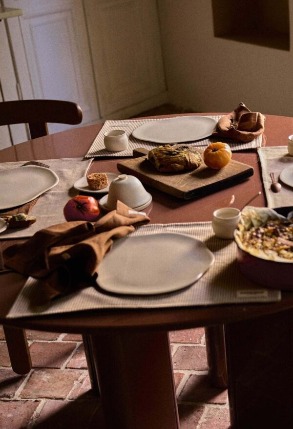 set-de-table-rayures-noisette Set de table en coton rayé