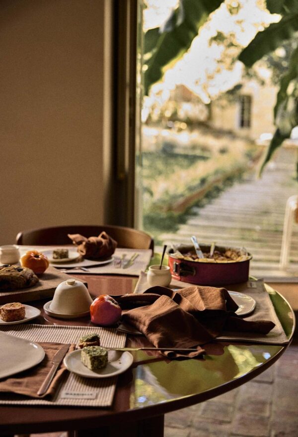 set-de-table-rayures-noisette Set de table en coton rayé