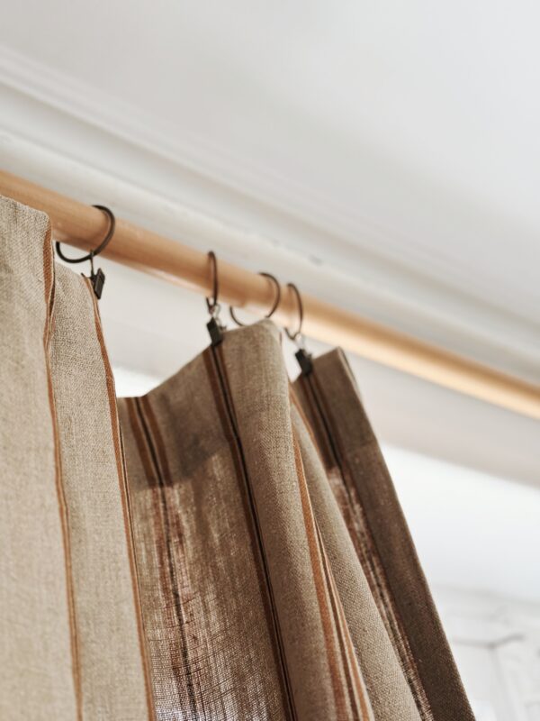 Rideau en lin rayures corde