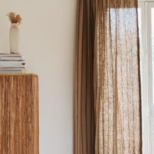 Rideau en lin rayures corde – Image 8
