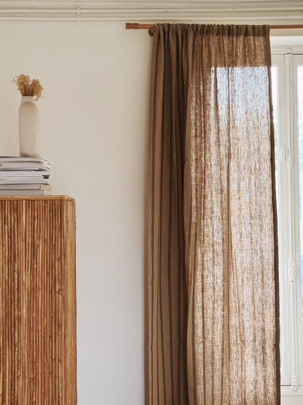 Rideau en lin rayures corde