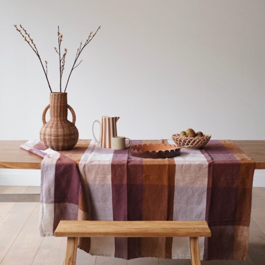 nappe lin coton carreaux