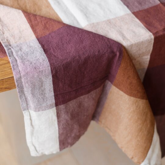 nappe lin coton carreaux détail