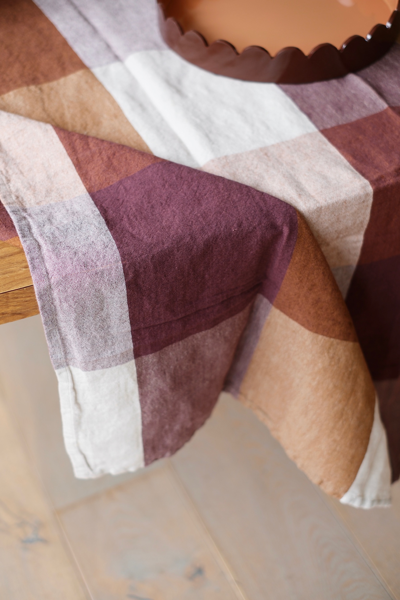 nappe lin coton carreaux détail