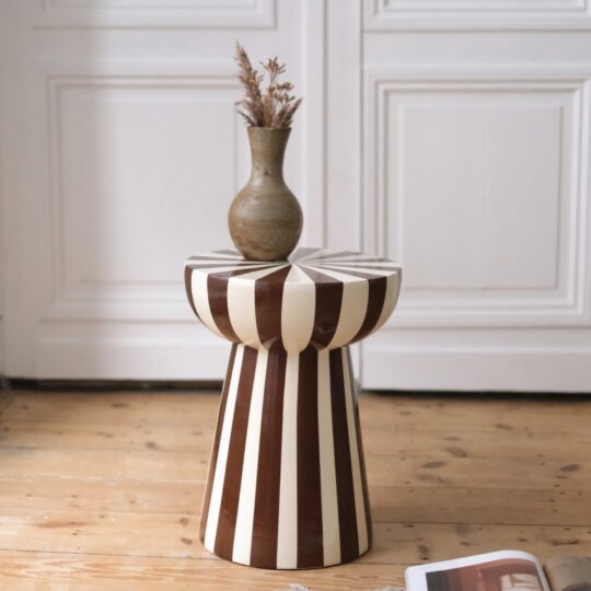 Tabouret rayures marron – Image 1