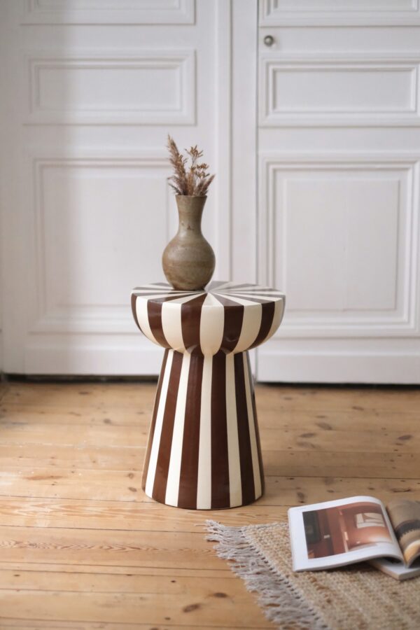 Tabouret rayures marron
