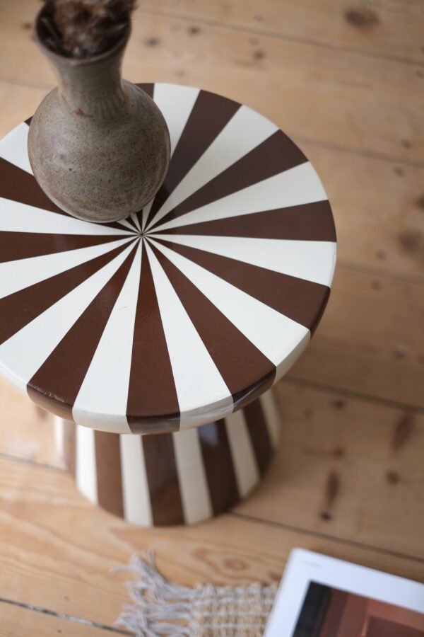 Tabouret rayures marron