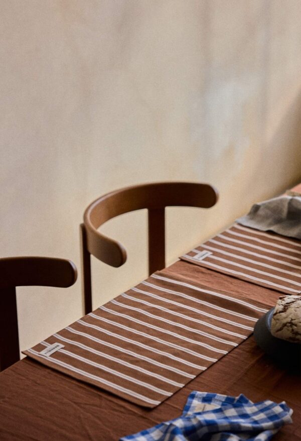 set-de-table-rayures-noisette Set de table en coton rayé