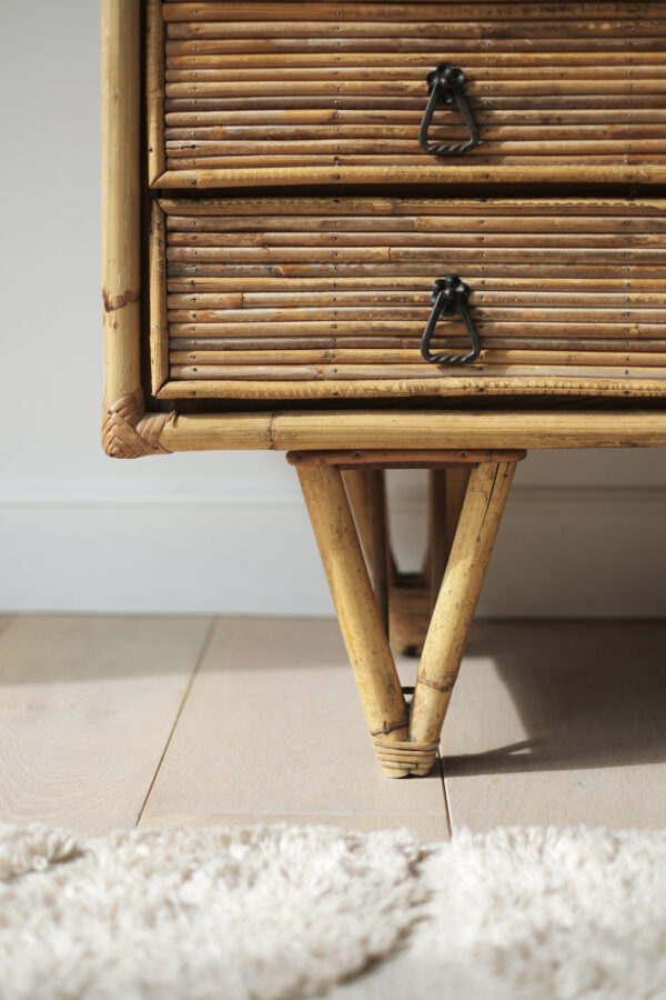 Commode vintage en rotin 3 tiroirs