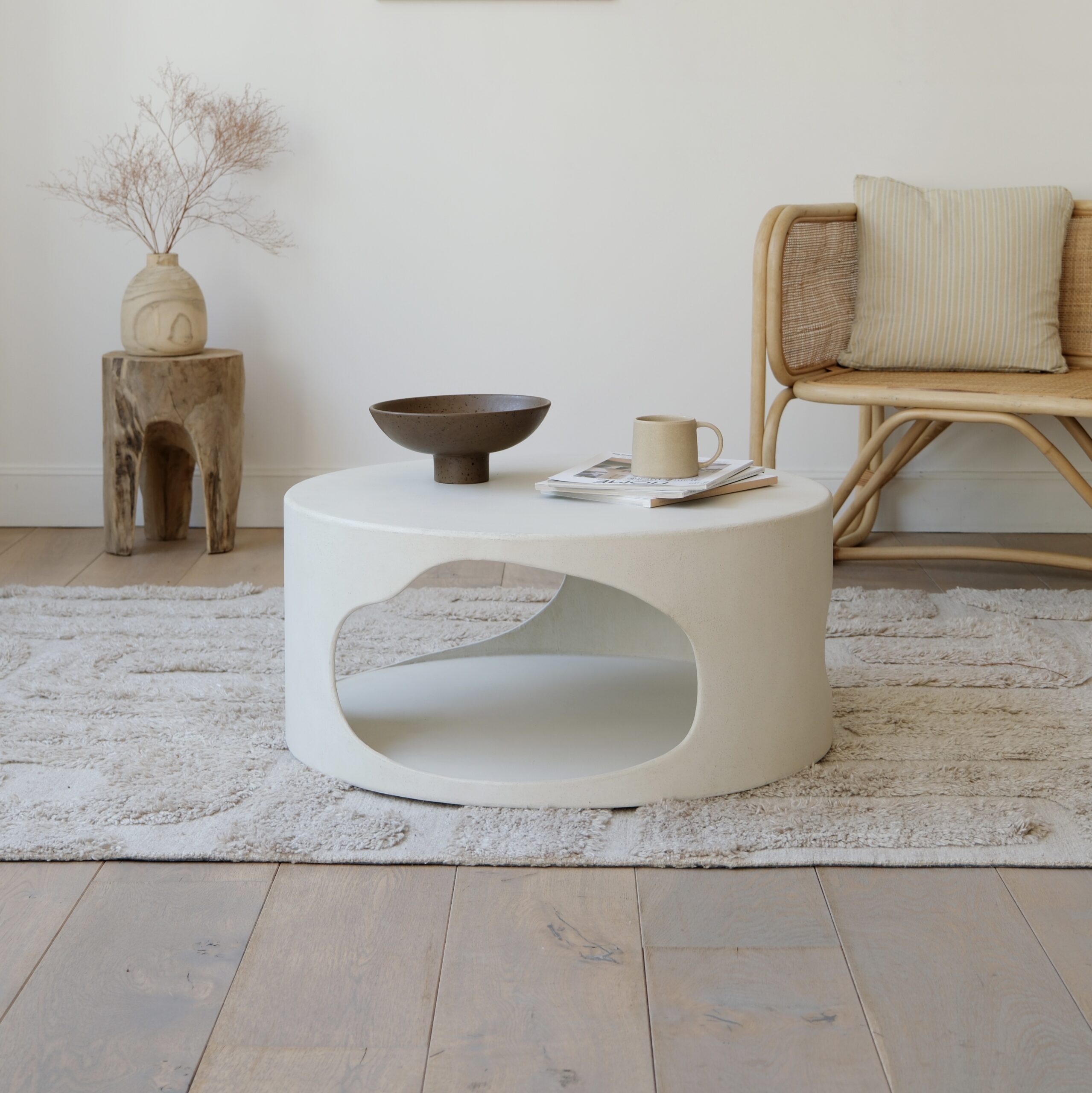 table basse ronde blanche