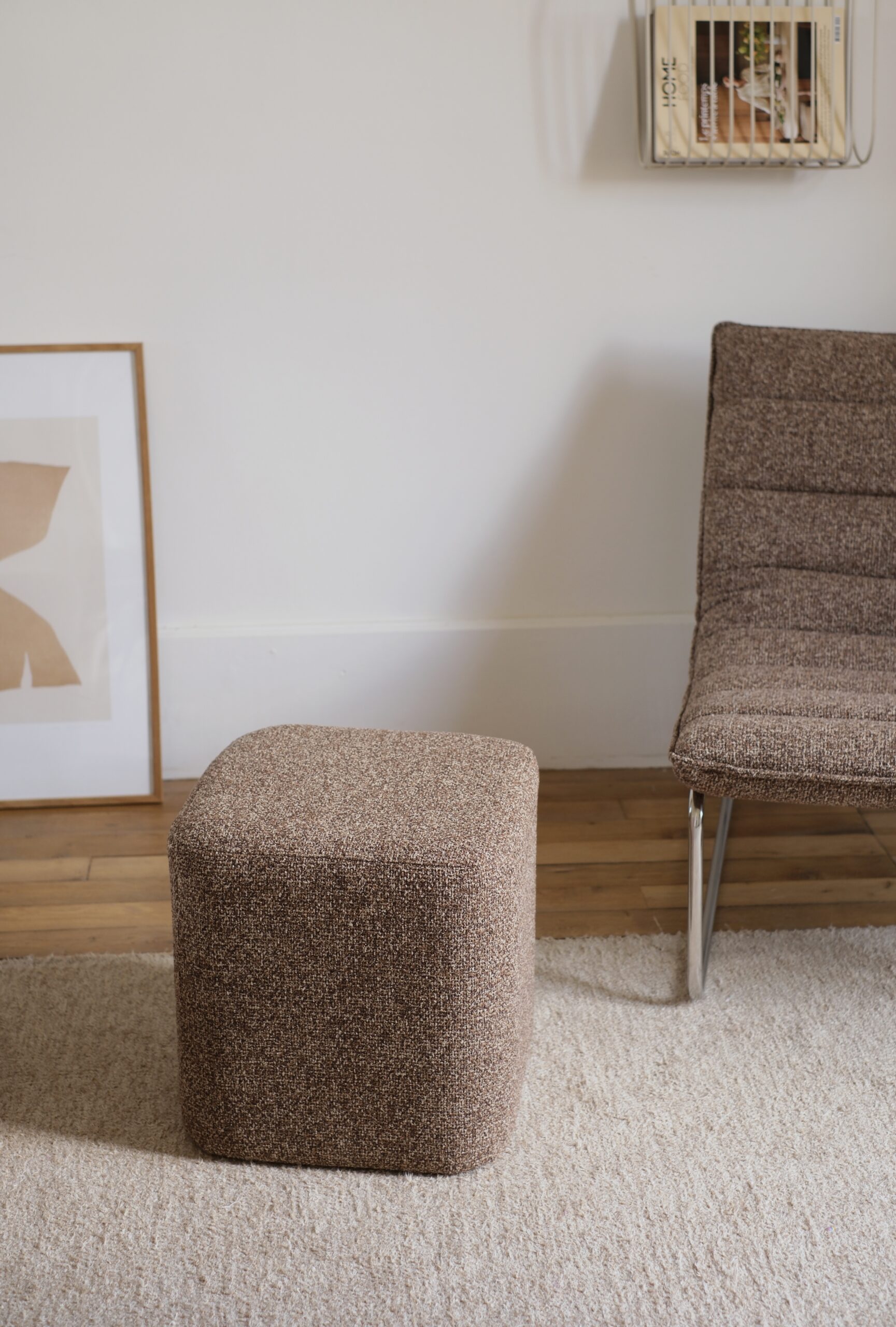 pouf cube marron