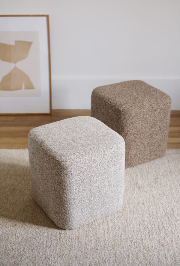 pouf cube beige