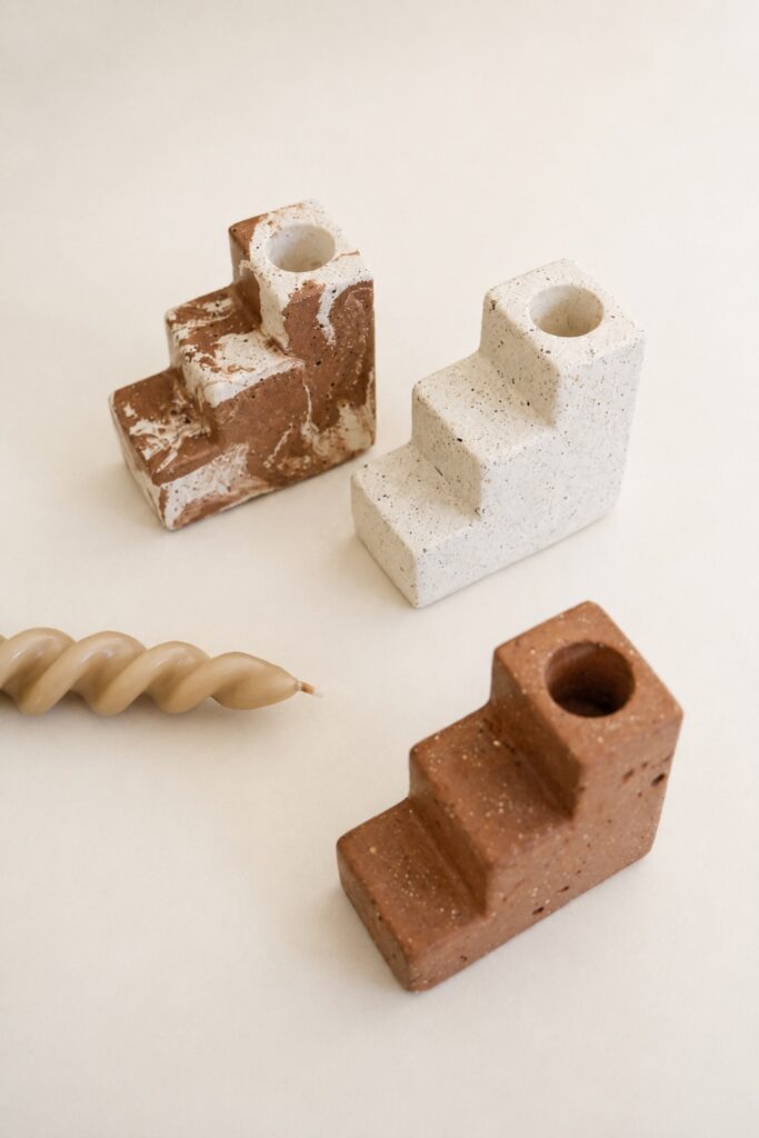 bougeoir en béton fait main