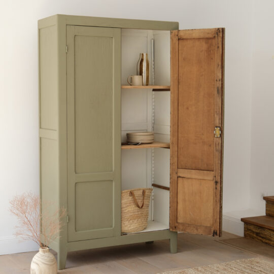 Armoire parisienne vintage vert sauge - 2 étagères – Image 5