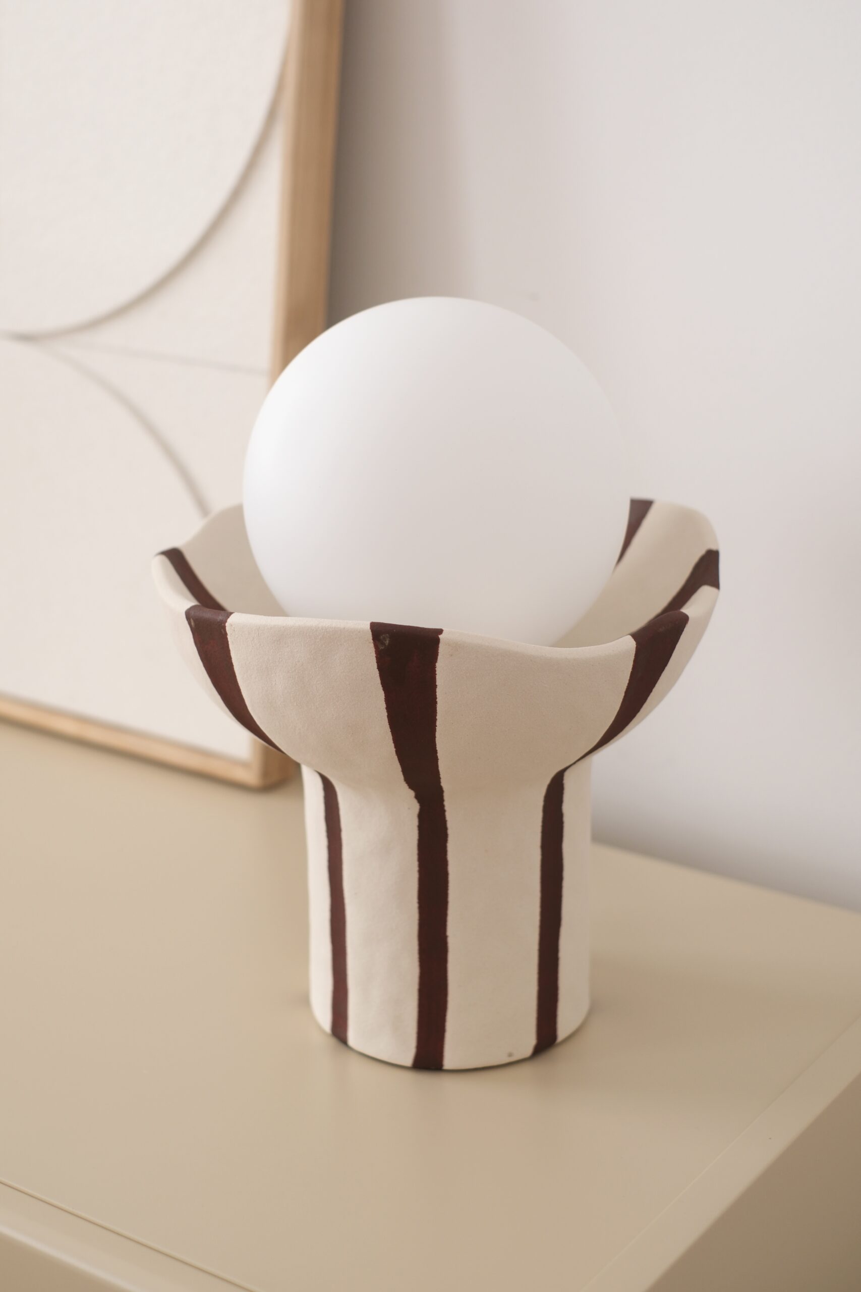 lampe à poser céramique rayé