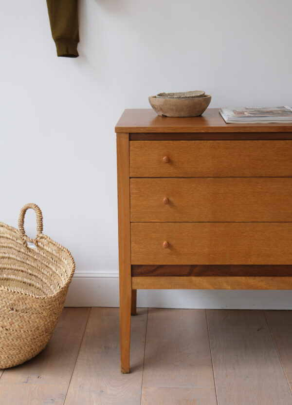 Commode vintage 3 tiroirs mid-century