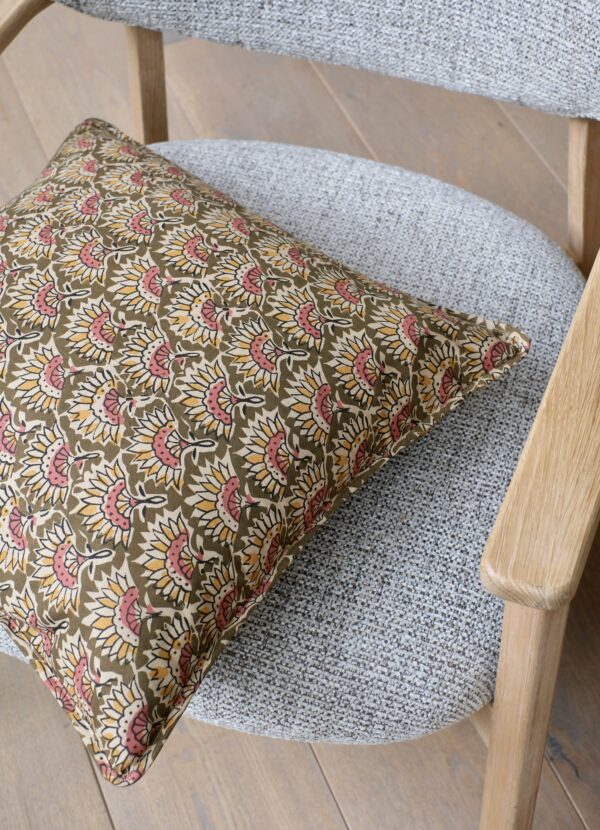 Housse de Coussin Imprimé 50x50cm olive/ocre