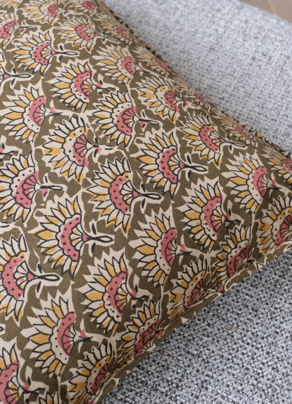 Housse de Coussin Imprimé 50x50cm olive/ocre