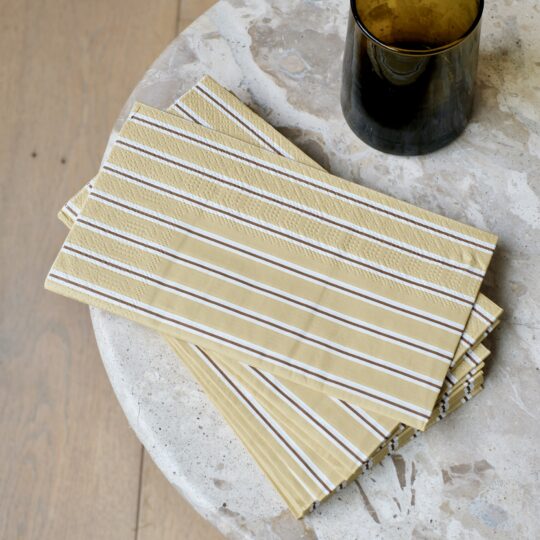 Lot de serviettes en papier rayures beige – Image 3