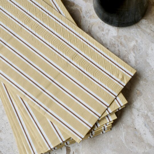 Lot de serviettes en papier rayures beige – Image 2