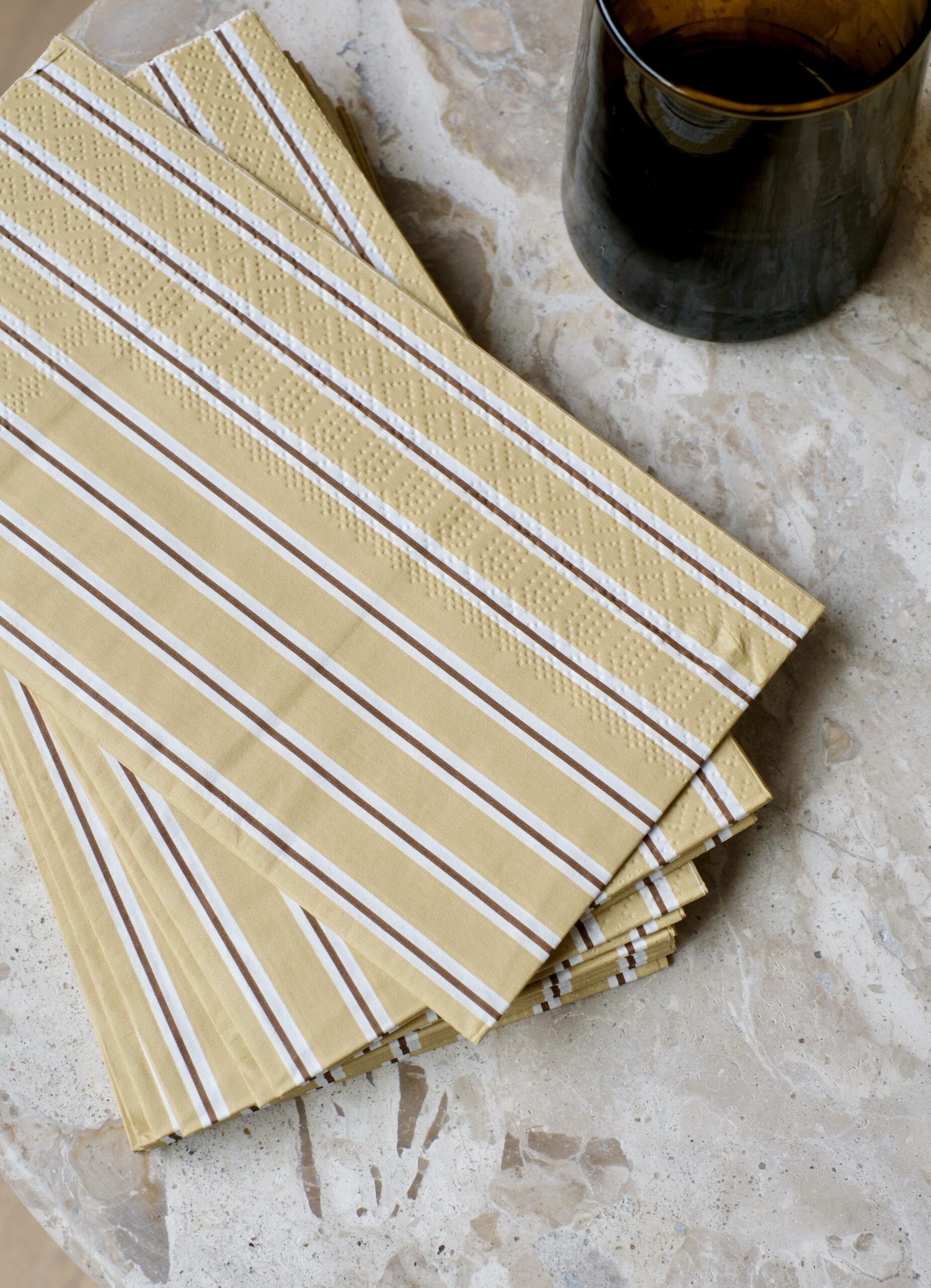 Lot de serviettes en papier rayures beige – Image 2