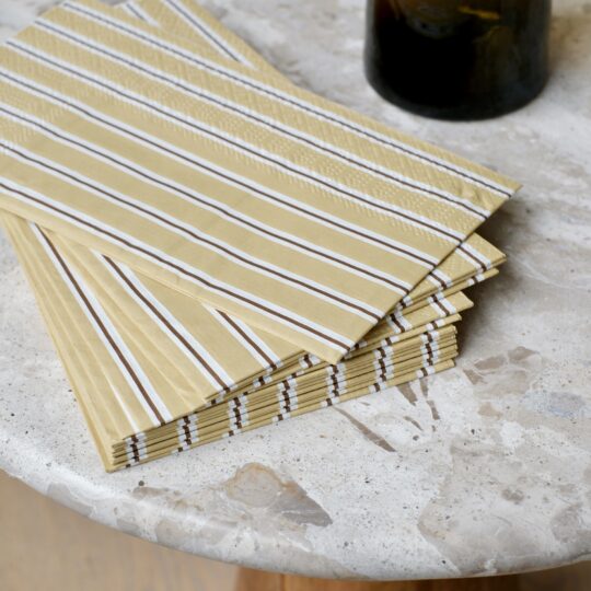 serviettes en papier rayures beige