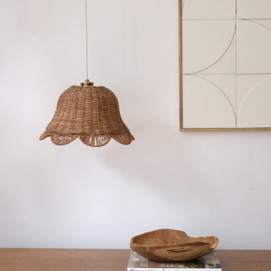 suspension cloche rotin